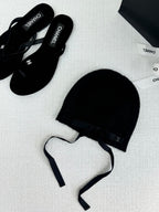 Chanel Women's Fall/Winter Black Floppy Knit Hat Cap #72794