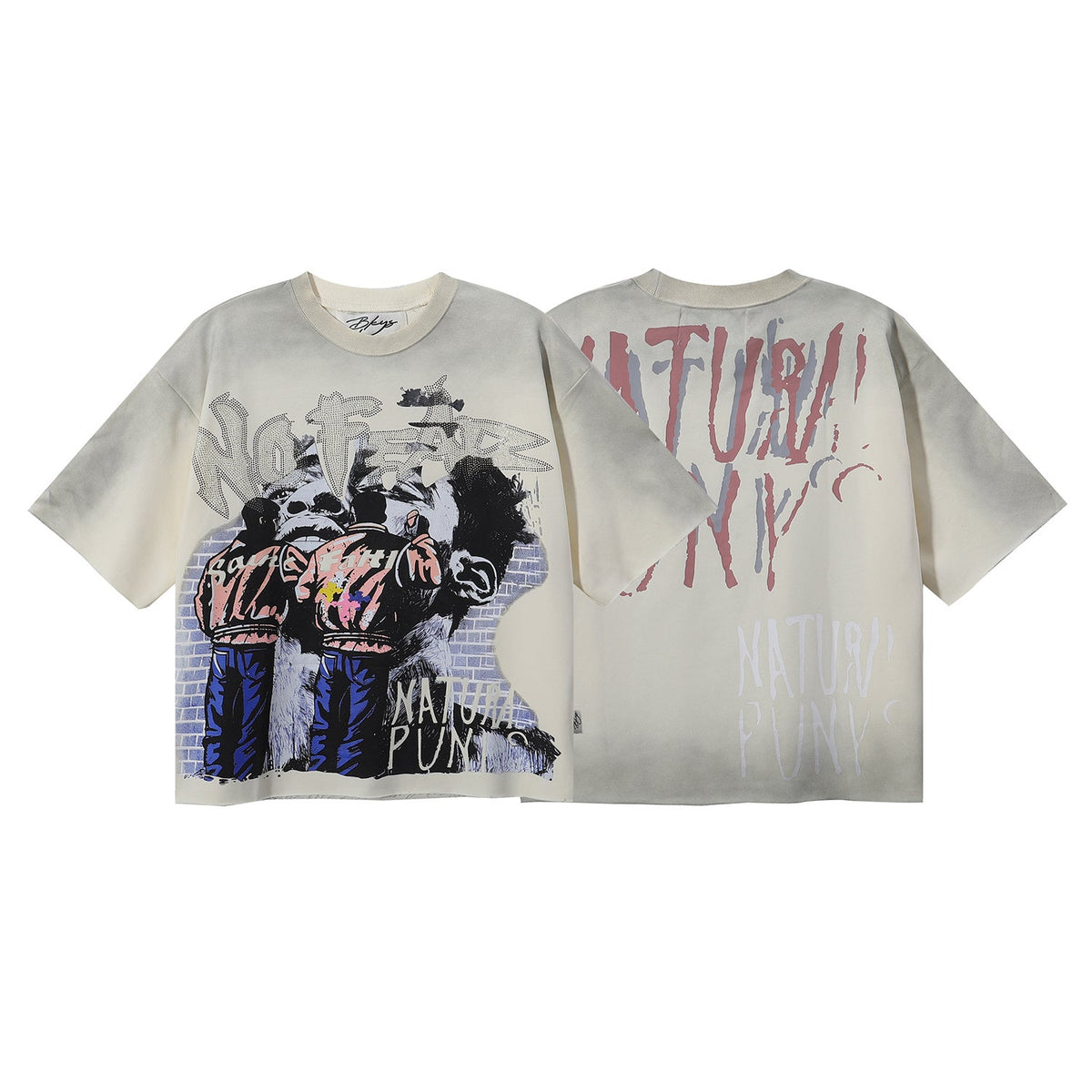 Bkys Natural Born Punks Graffiti Graphic Tee Cream