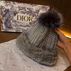 Dior Mink Knitted Patchwork Fur Ball Fur Hat #334275