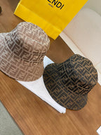 Fendi Women's Solid Colour Monogrammed Satin Fabric Fisherman's Hat Cap #76877