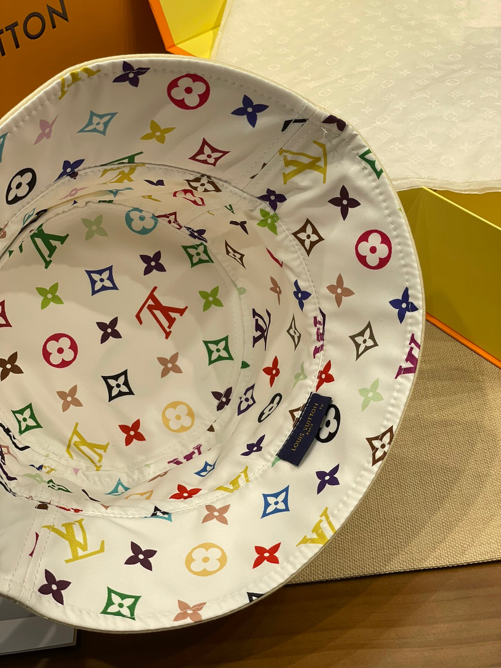 Louis Vuitton Men's And Women's Colorful Letters Embroidered Printed Cotton Reversible Fisherman's Hat Cap #75642