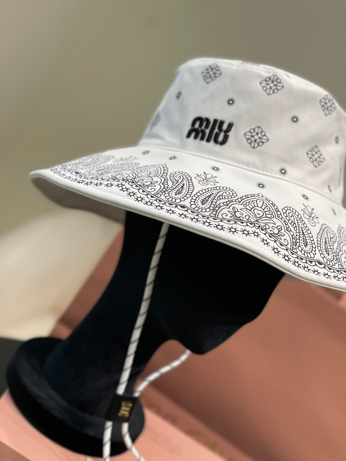 MiuMiu Women's Logo Printed Cotton Hat Solid Color Fisherman's Hat Cap #77629