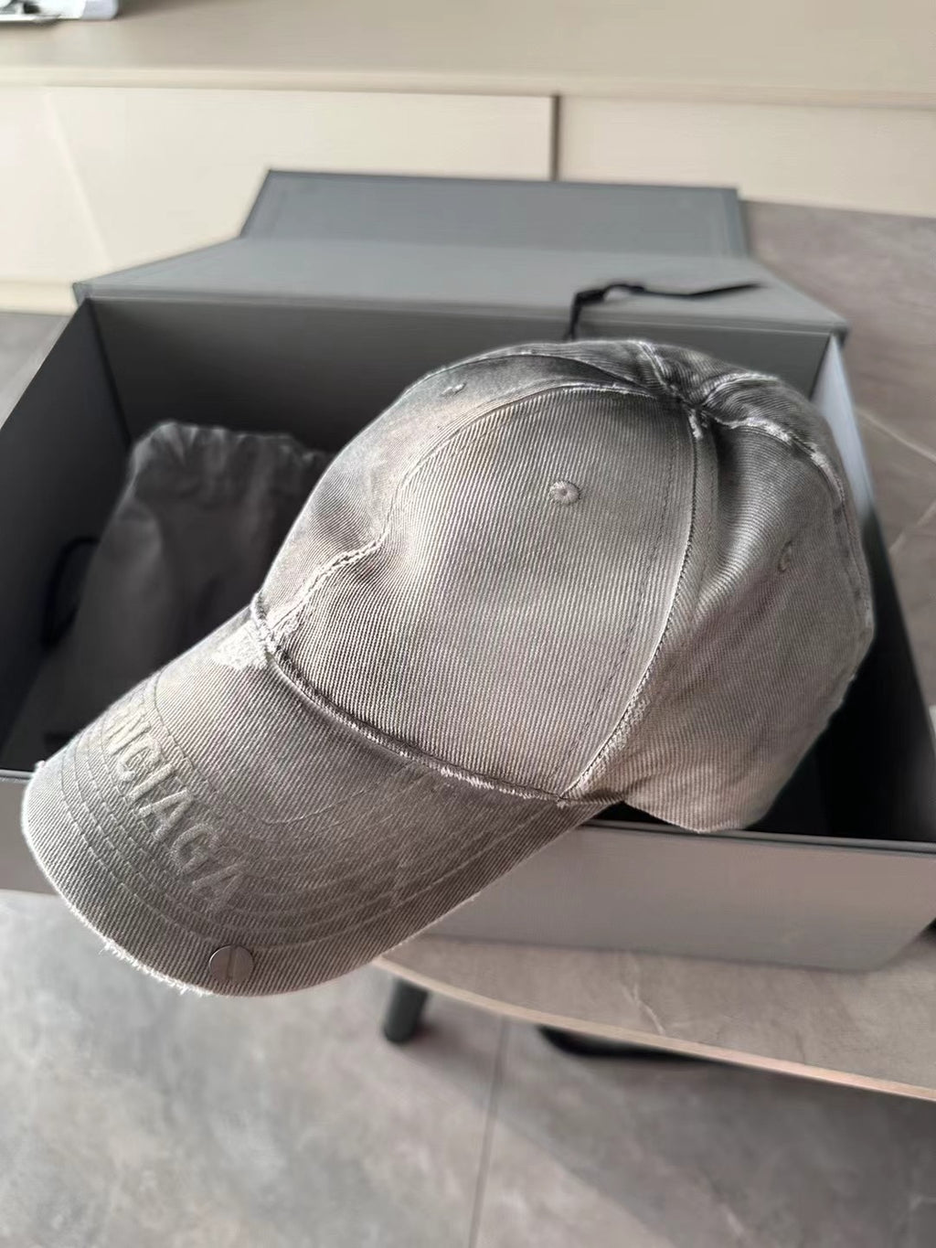 Balenciaga Men's and Women's Gray Twill Rivet Design Cotton Duck Hat Cap #73644