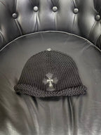 Chrome Hearts Sterling Silver Leather Embellished Cold Hat #333922