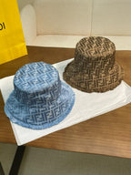 Fendi Men's And Women's Solid Colour Letters Jacquard Tassel Burlap Denim Fisherman Cap Baseball Hat #76889
