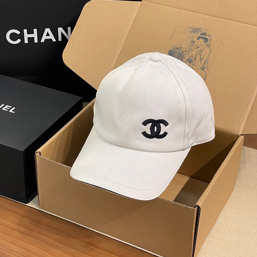 Chanel Men's and Women's Solid Color Embroidered Logo Cotton Duck Hat Cap #75768