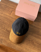 MiuMiu Men's And Women's Logo Embroidered Cotton Duckbill Cap Corduroy Two-Tone Baseball Cap Hat  Accessories #81472