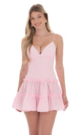 Gingham V-Neck Dress in Pink