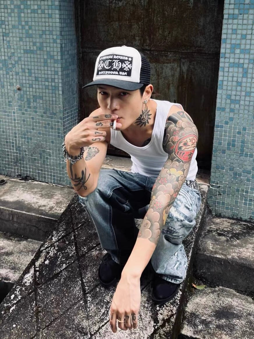 Chrome Hearts Men's Women's Black Letter Embroidered Hip Hop Baseball Cap Casual Duck Tongue Hat #71436