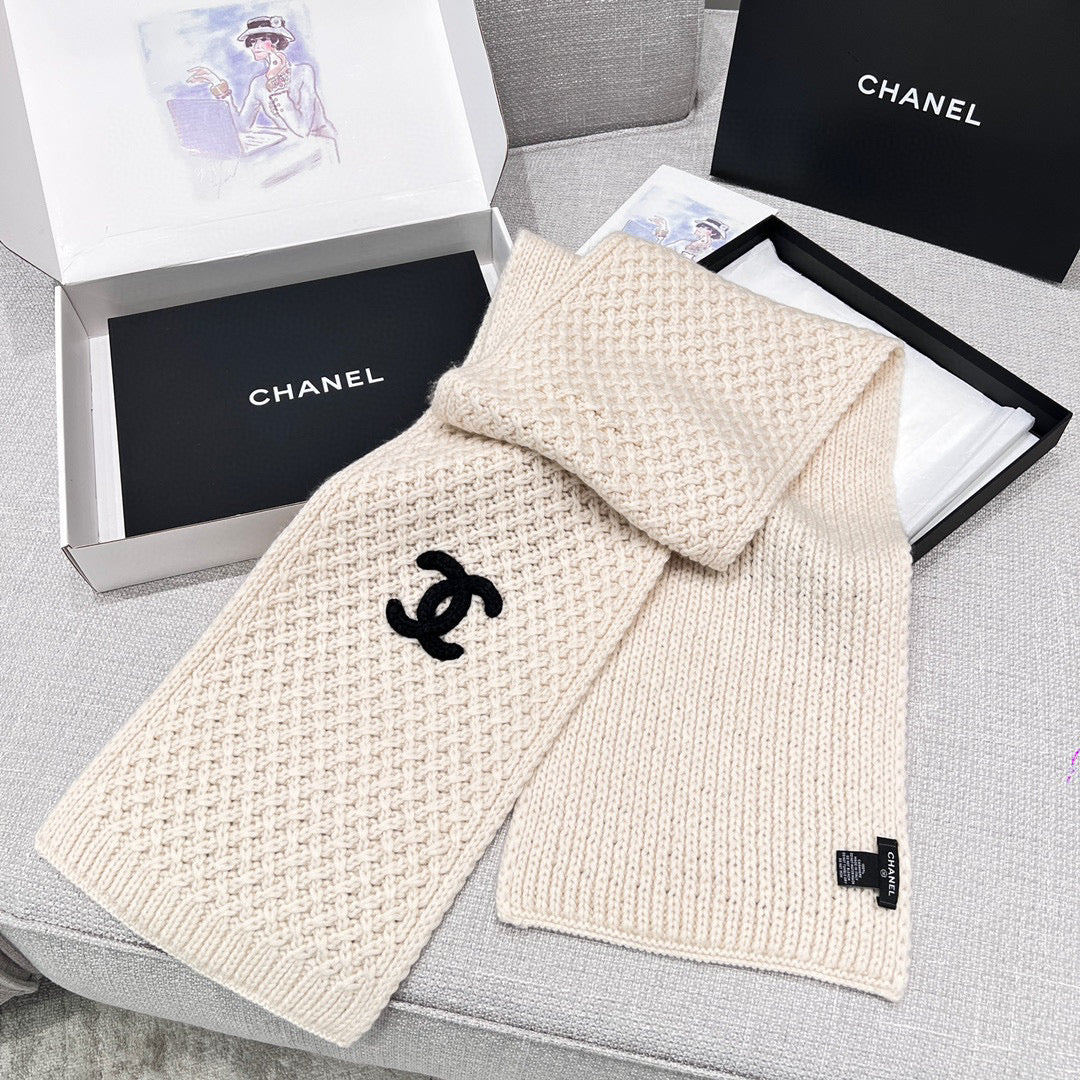 Chanel Knitted Cashmere Scarf Hat #96643
