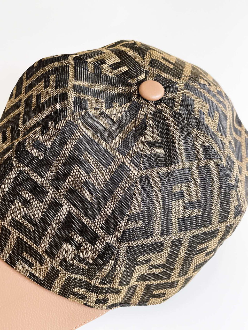 Fendi Women's Brown FF Jacquard Fabric Baseball Cap Hat #99553