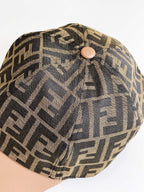 Fendi Women's Brown FF Jacquard Fabric Baseball Cap Hat #99553