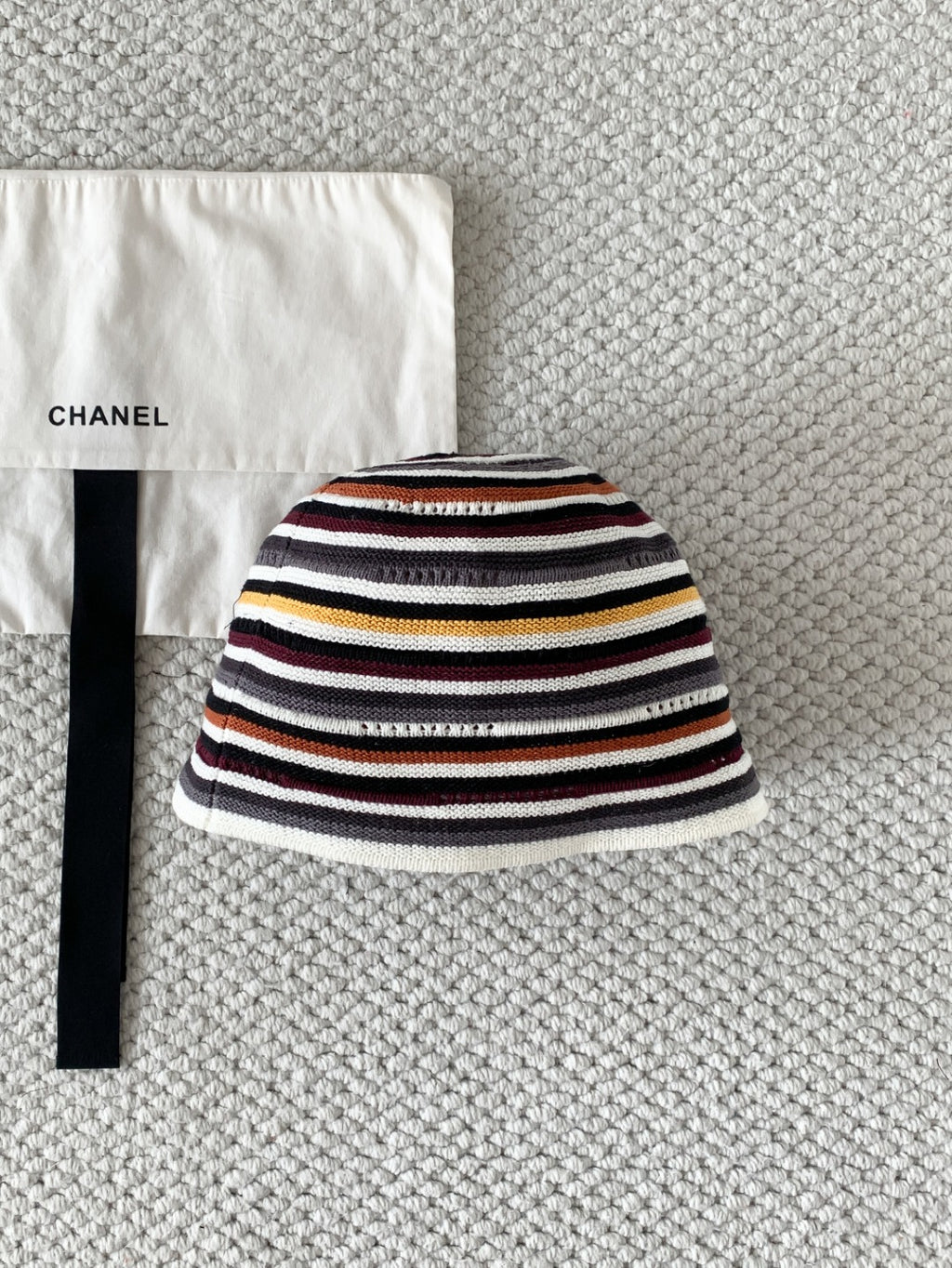 Chanel Cloche Hat Cotton Mixed Fibers Metal Multicolor #384926