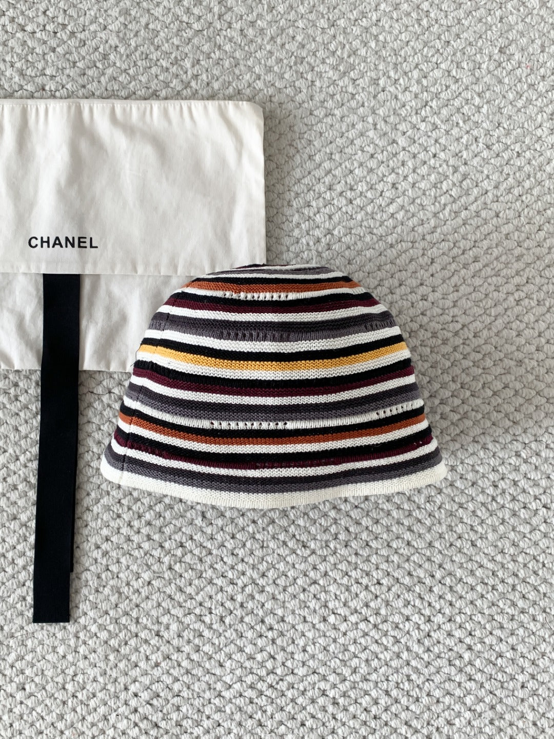 Chanel Cloche Hat Cotton Mixed Fibers Metal Multicolor #384926