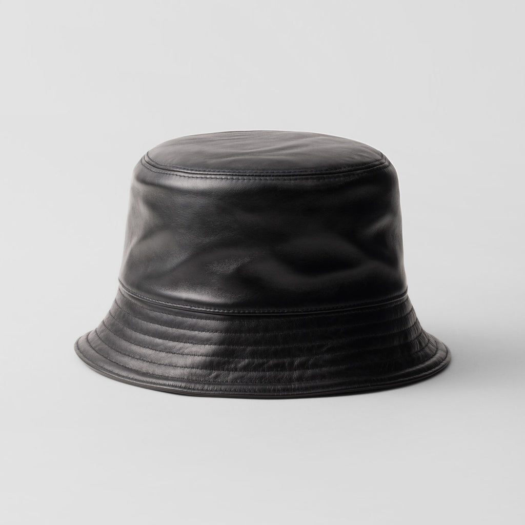 Prada Unisex Spring/Fall Fashion Casual Solid Color Fisherman's Hat with Logo Sheepskin Hat Accessories #78471