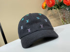 Louis Vuitton LV Blason Shading Denim Men's and Women's Colorful Embroidered Logo Printed Solid Color Cotton Baseball Cap Hat #77451