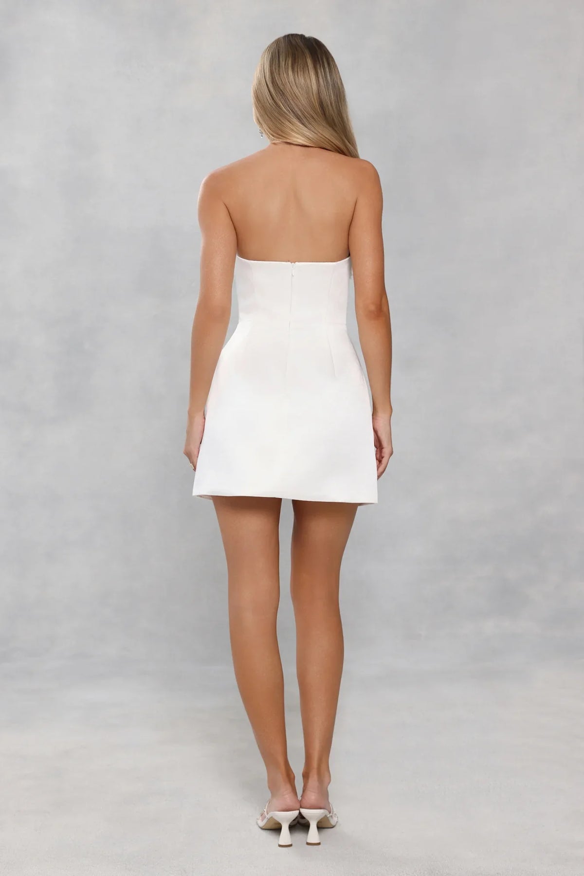 Dusk Desire Strapless Embellished Mini Dress White