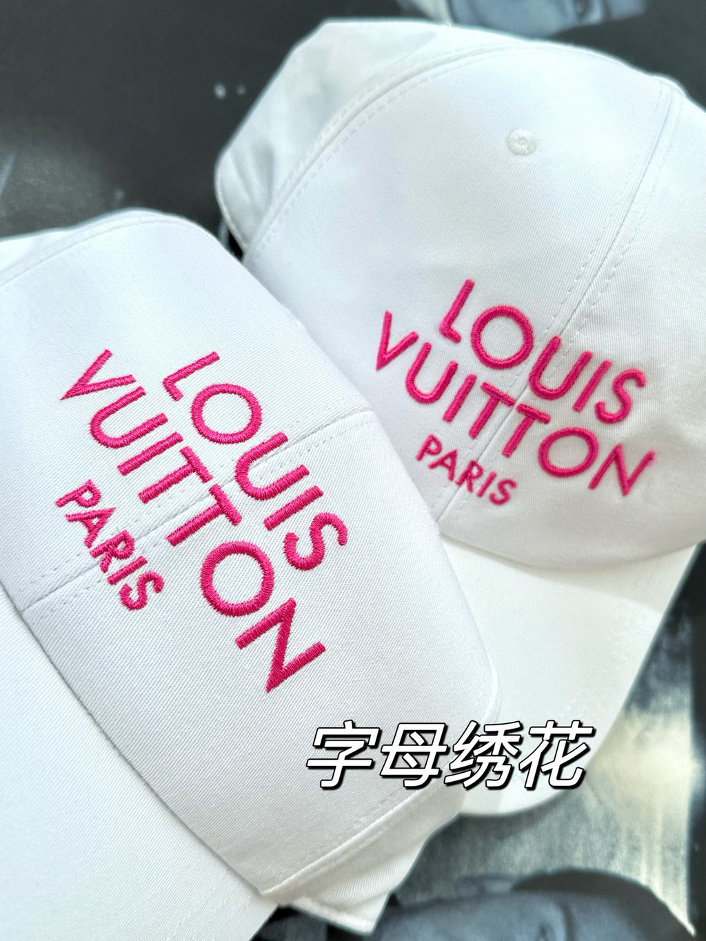Louis Vuitton Men's and Women's White Monogrammed Embroidered Cotton Duck Cap Hat #72675