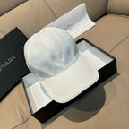 Prada Men's Metal Triangle Label Logo Solid Color Cowhide Baseball Cap Hat #75898