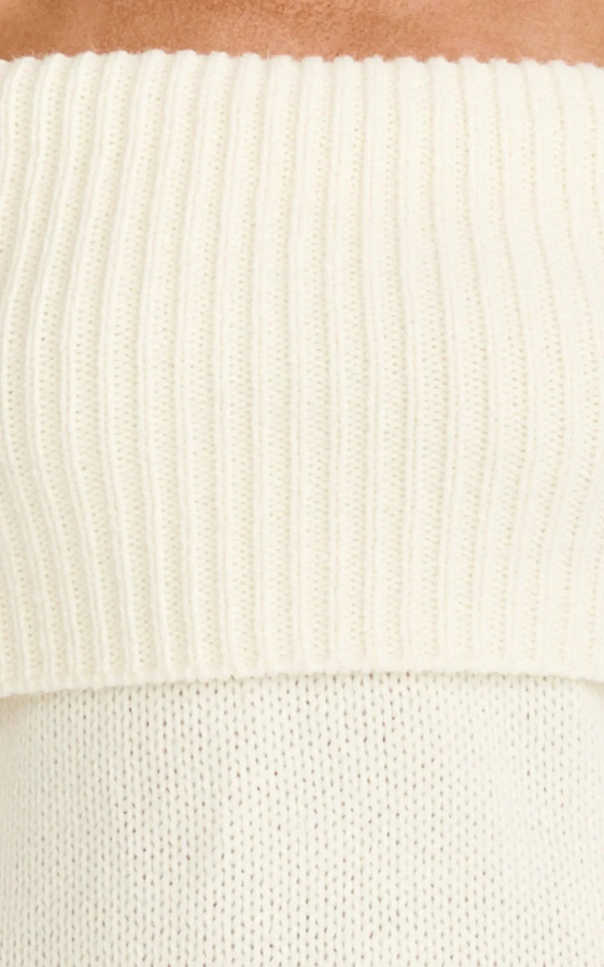Erin Mini Dress - Cable Knit Off Shoulder Long Sleeve Dress in Cream
