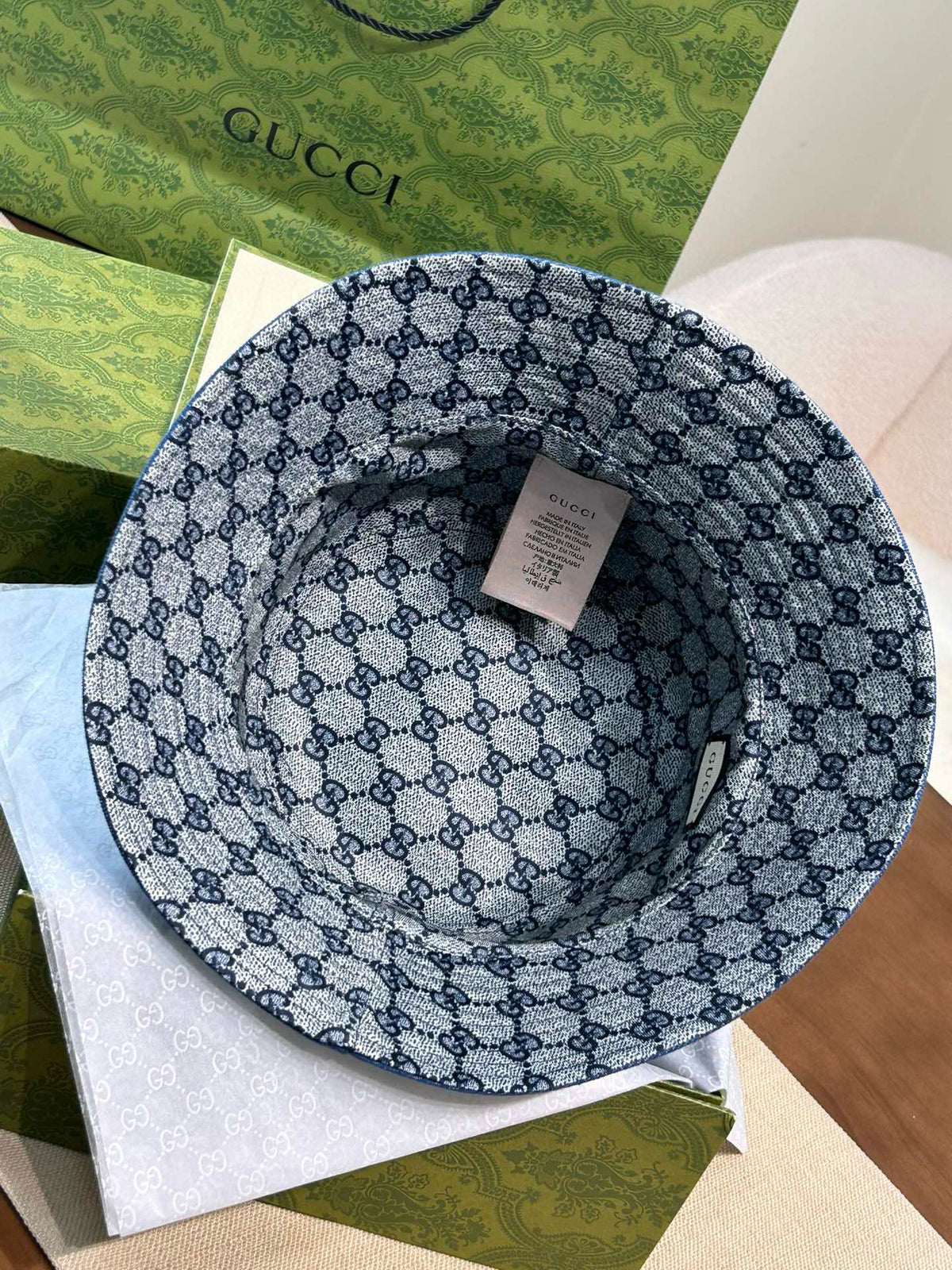 Gucci Women's Solid Color Monogrammed Cowboy Fisherman's Hat Cap #76444