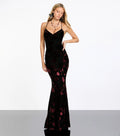 Siofra Floral Velvet Burnout Mermaid Dress