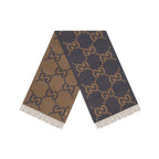 Gucci GG Knit Cashmere Hat Jacquard Tassel Scarf Set Suit #97289