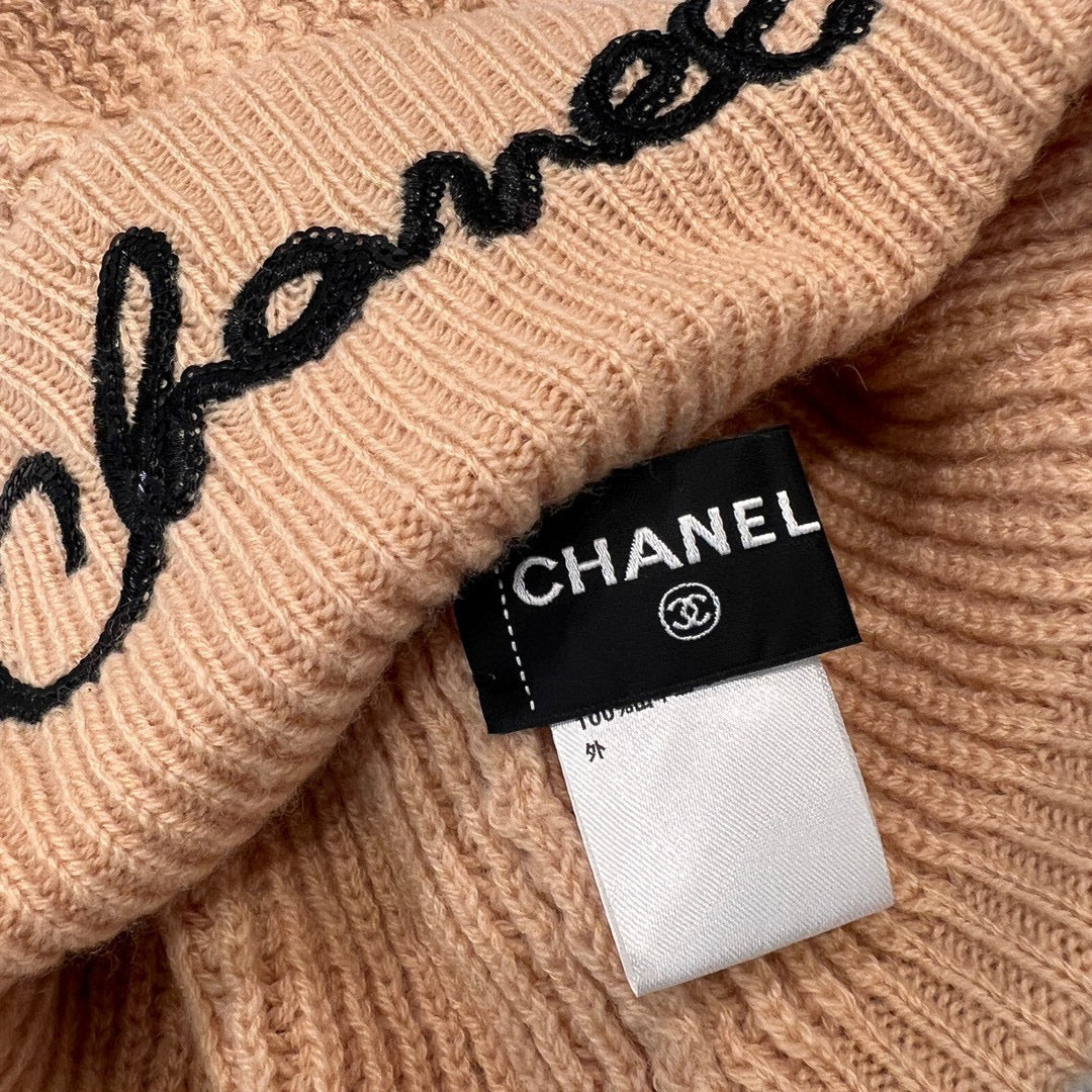 Chanel Cashmere Knit Hat Gloves Scarf #96642