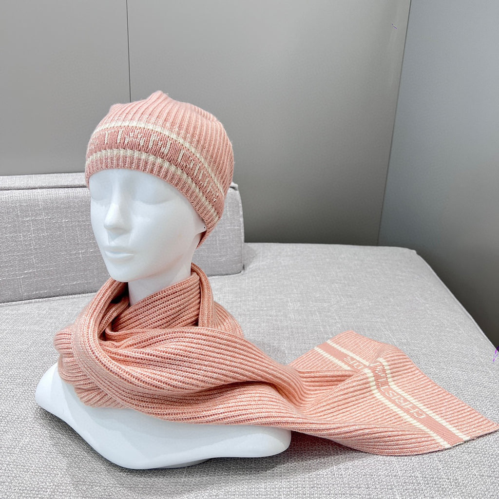 Dior WHITE Knitted Hat Scarf Two-Piece Set #21981