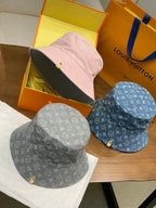 Nautical Louis Vuitton Men's and Women's Solid Colour Letter Printed Denim Fisherman's Hat Baseball Cap #76888