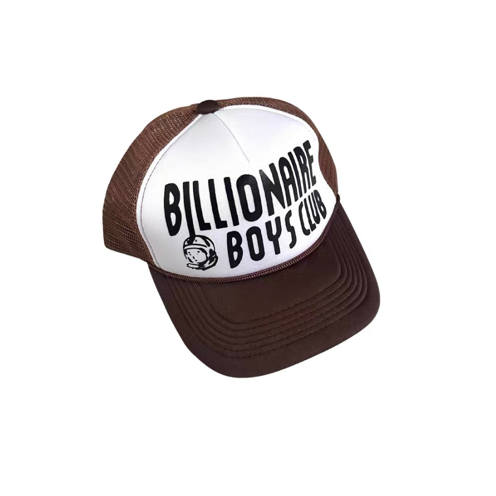 Billionaire Unisex Fashion Trend Color Blocked American Retro English Letter Print Mesh Baseball Cap Duckbill Hat Hat Accessories #78687