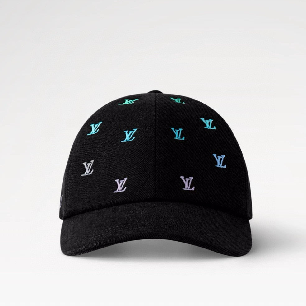 Louis Vuitton LV Blason Shading Denim Men's and Women's Colorful Embroidered Logo Printed Solid Color Cotton Baseball Cap Hat #77451