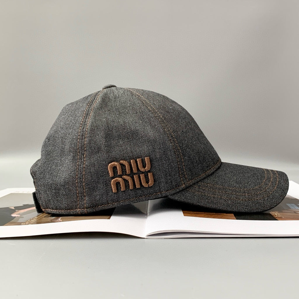 MiuMiu Men's and Women's Logo Embroidered Black Cowboy Fisherman's Cap Baseball Hat #98957