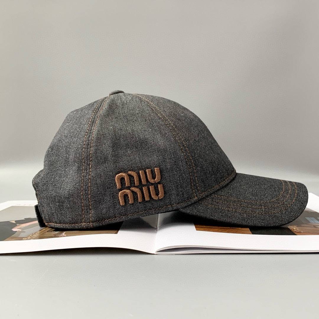 MiuMiu Men's and Women's Logo Embroidered Black Cowboy Fisherman's Cap Baseball Hat #98957