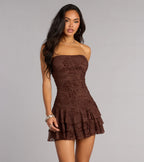 Mood Set Strapless Ruffled Mini Dress