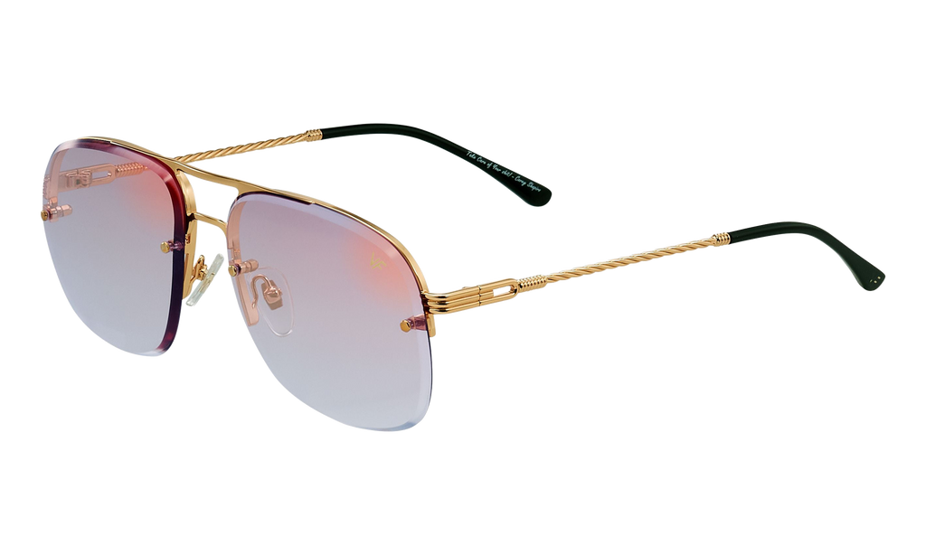 Snatch Bevel Rimless Drill Mount 18KT Yellow Gold / Pastel Pink Gradient Flash Gold DMSN2 0004 48C1