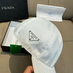 Prada Men's Metal Triangle Label Logo Solid Color Cowhide Baseball Cap Hat #75898