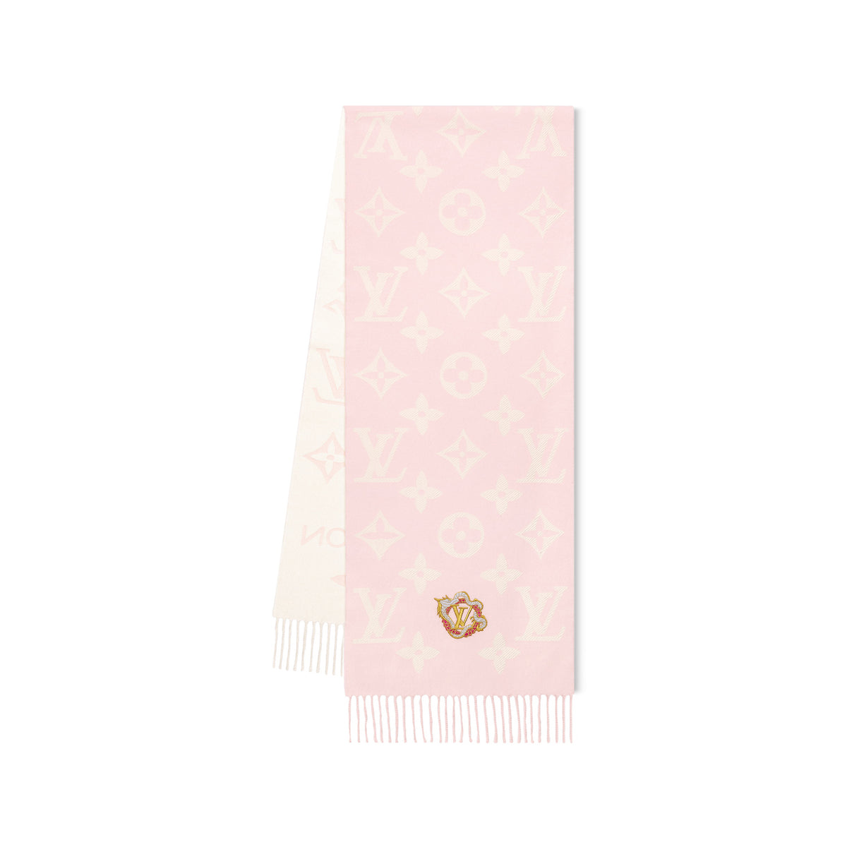 Louis Vuitton Women's Autumn and Winter Embroidery Pan Long Patch Logo Pink Woolen Fleece Hat Scarf Set #98115