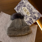 Dior Mink Knitted Patchwork Fur Ball Fur Hat #334275