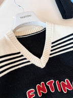 Valentino LE CHAT DE LA MAISON Women's Spring/Autumn Fashion Casual V-neck Knitted Letter Pattern Embroidered Sleeveless Vest  #78441