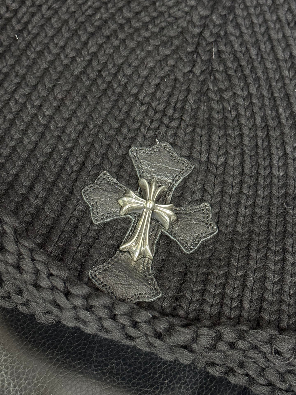 Chrome Hearts Sterling Silver Leather Embellished Cold Hat #333922