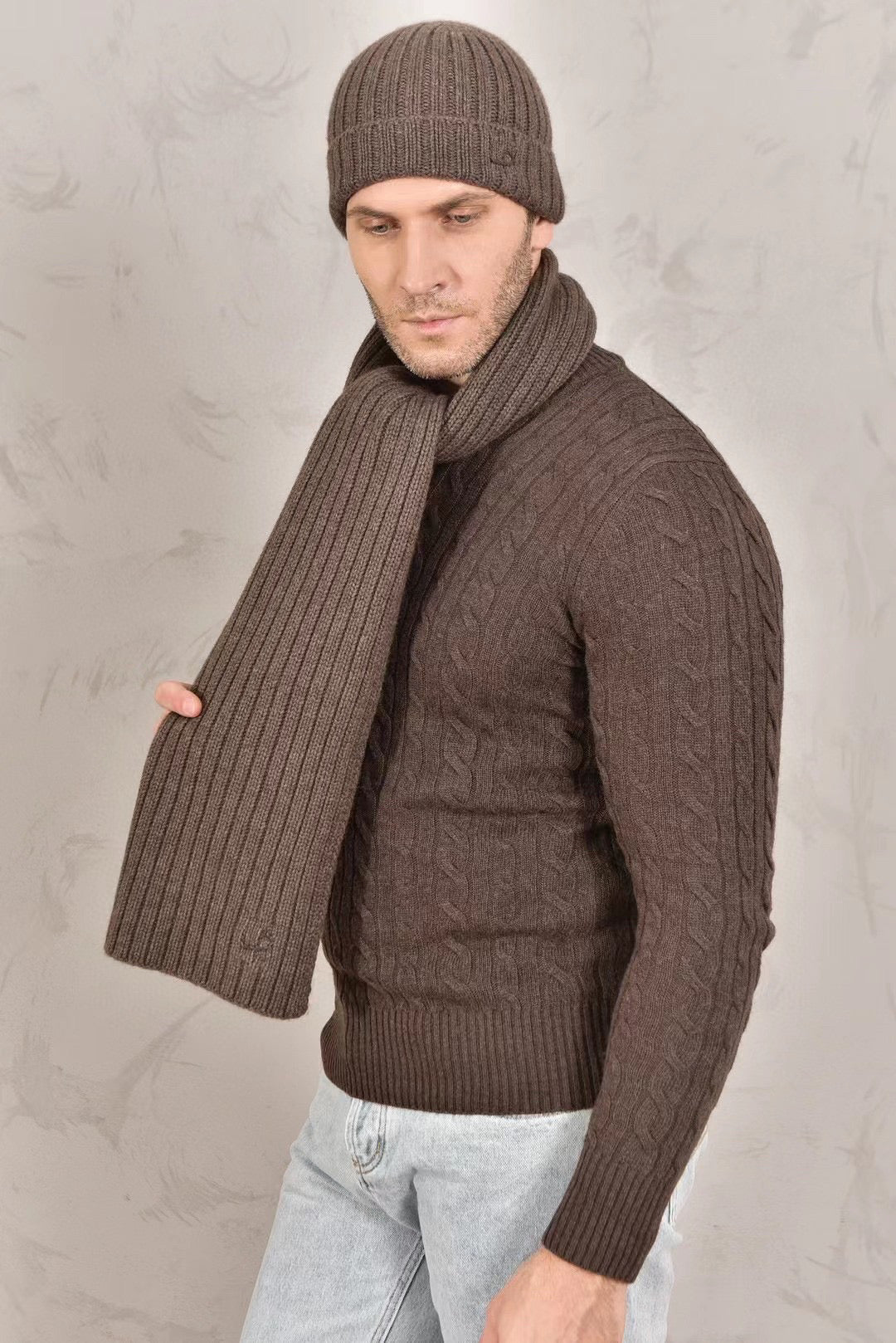 Loro Piana Cashmere Knit Hat Scarf Set #6664