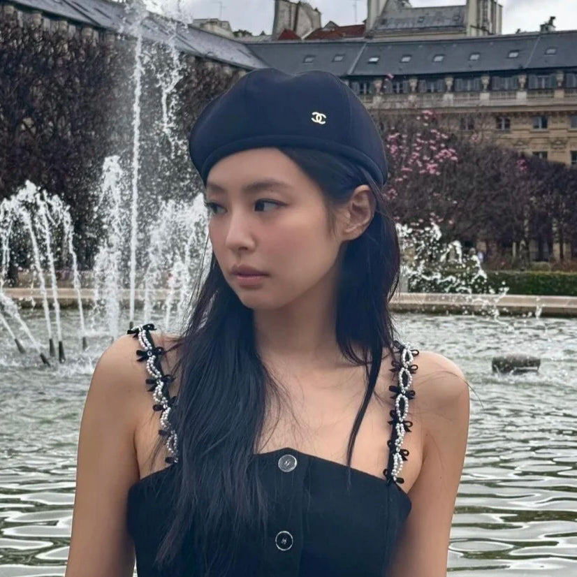 Chanel Women's Fall/Winter Fashion Classic Solid Color Metal Logo Beret Hat  Accessories #78924