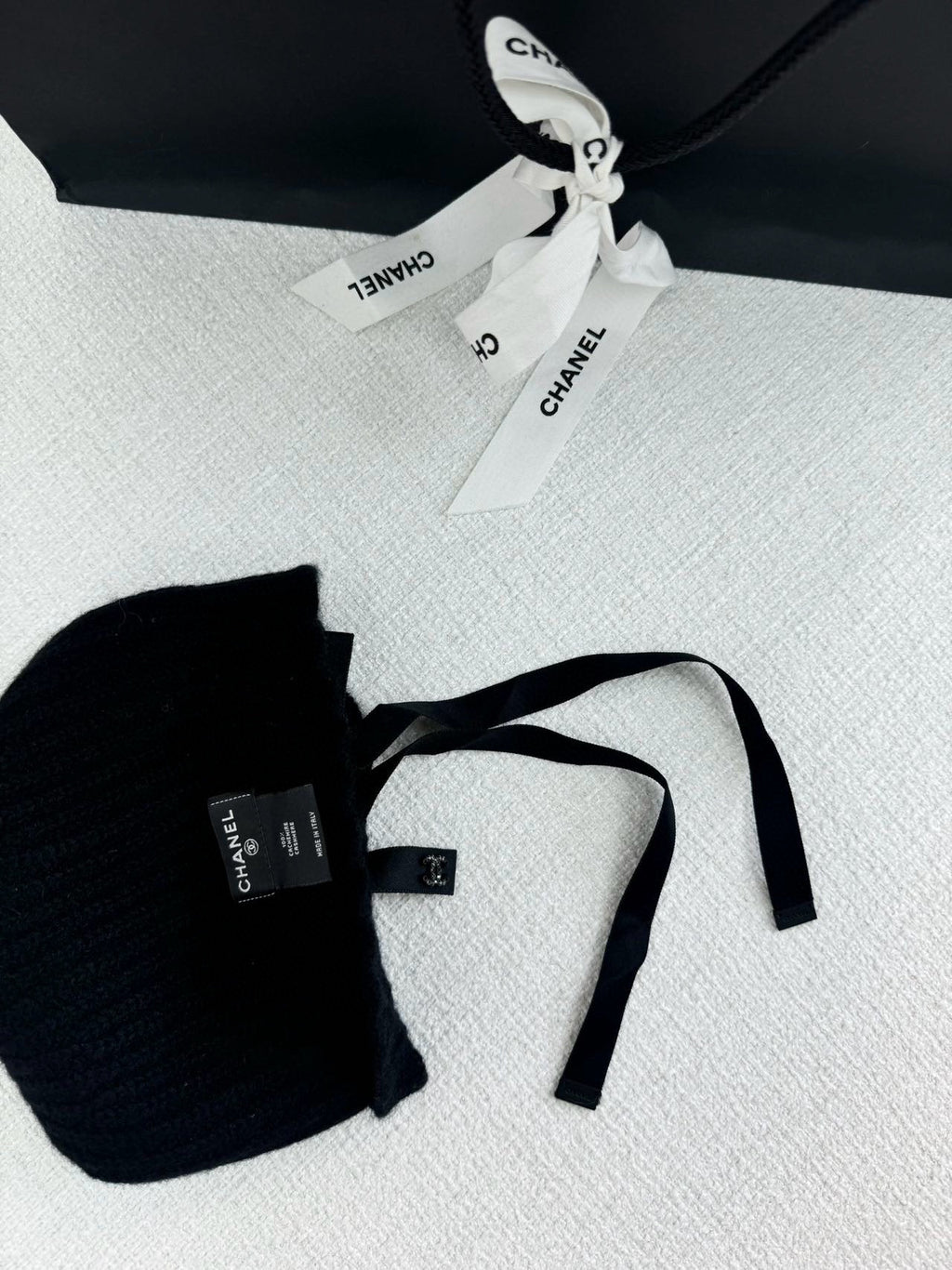 Chanel Women's Fall/Winter Black Floppy Knit Hat Cap #72794