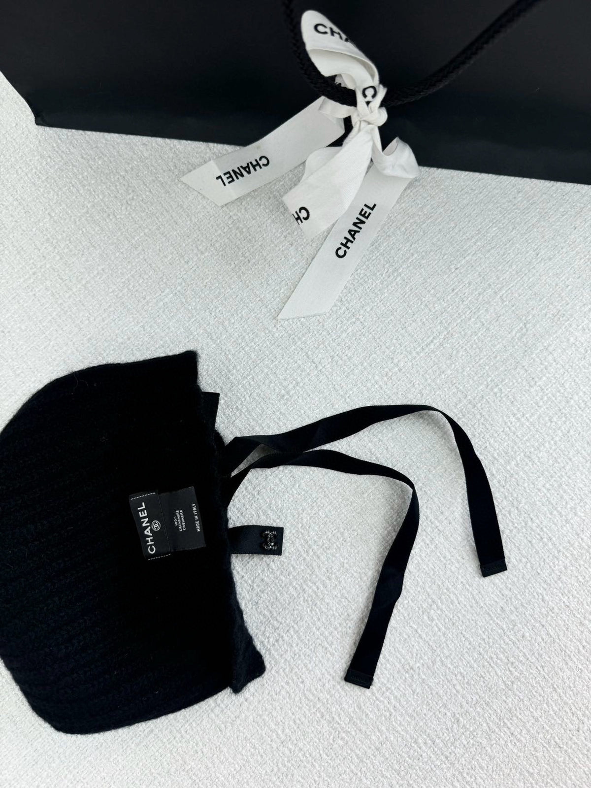 Chanel Women's Fall/Winter Black Floppy Knit Hat Cap #72794