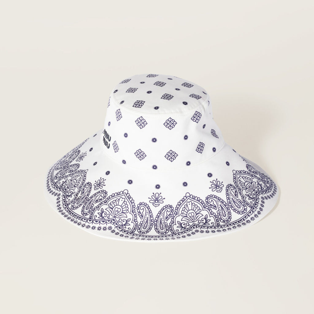 MiuMiu Women's Logo Printed Cotton Hat Solid Color Fisherman's Hat Cap #77629