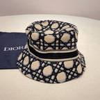 Dior Women's Embroidered Monogrammed Logo Cotton Fisherman's Cap Hat #72152