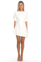 No Strings Puff Sleeve Mini Dress White