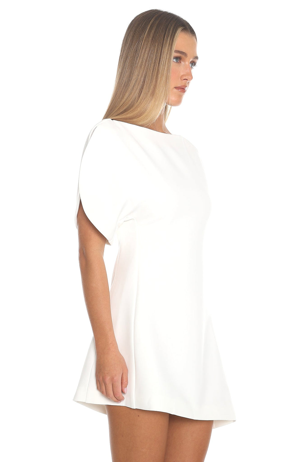 No Strings Puff Sleeve Mini Dress White