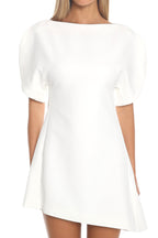 No Strings Puff Sleeve Mini Dress White